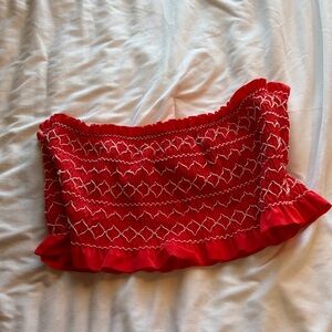 Red Strapless Bikini Top